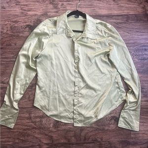 Green button up. Half button up